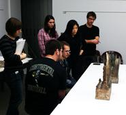 Students examine artifacts at the Smithsonian in Washington, D.C.